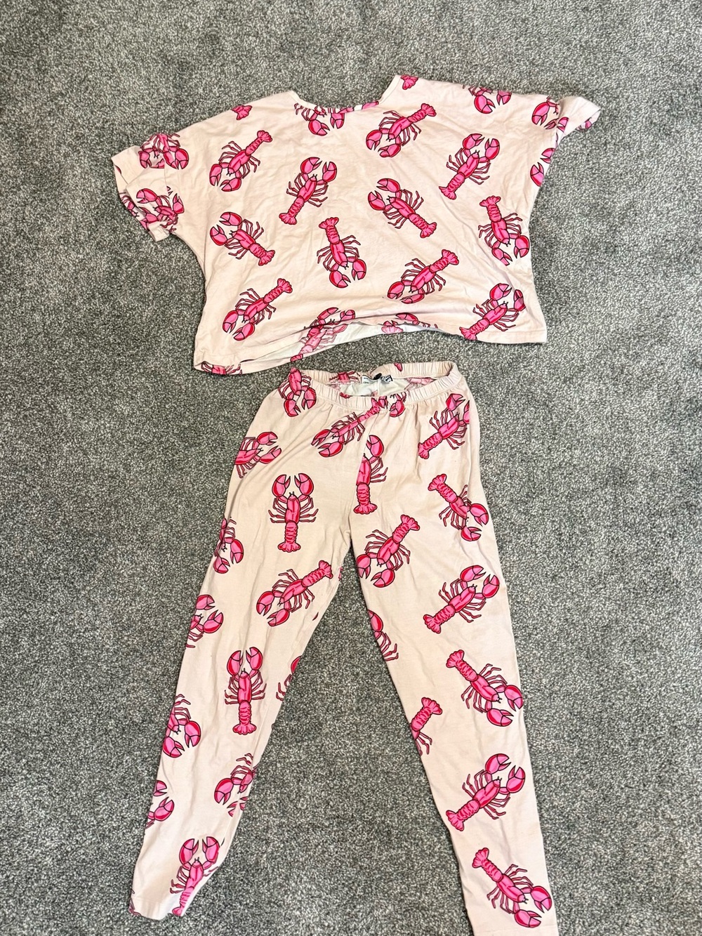 Adult Pink Lobster Print Pajama Bottoms Size 6
